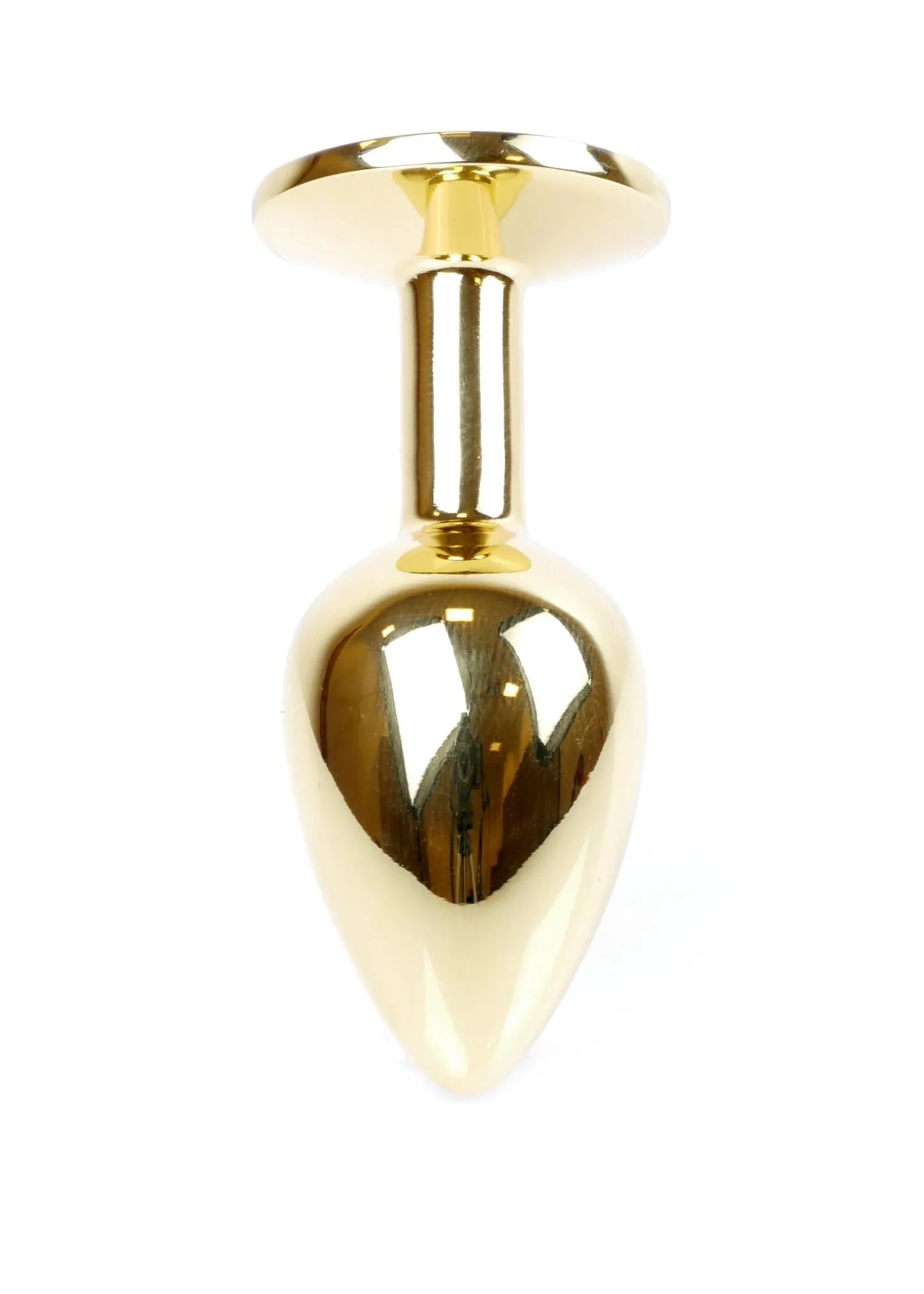 Металлическая анальная пробка с кристаллом Boss Jewellery Gold Plug, 7х2.7 см (розовый)