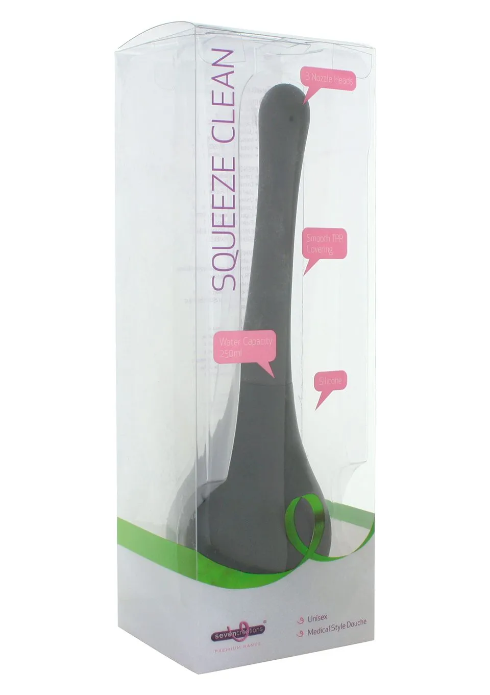 Анальний душ Seven Creations Squeeze Clean, 250 мл (чорний)
