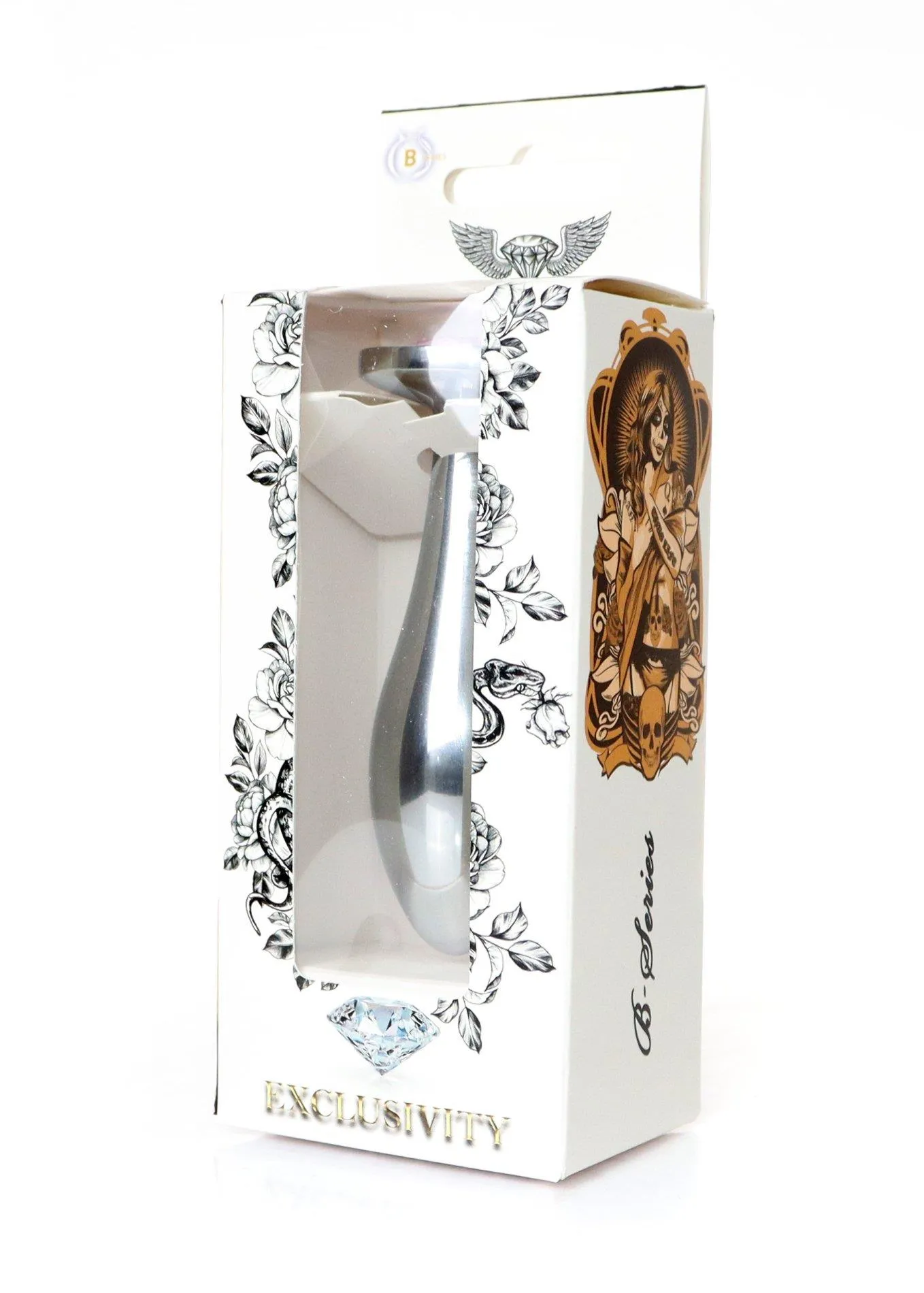 Анальная пробка Jewellery Silver Plug Clear M, 9.2 см (розовый)
