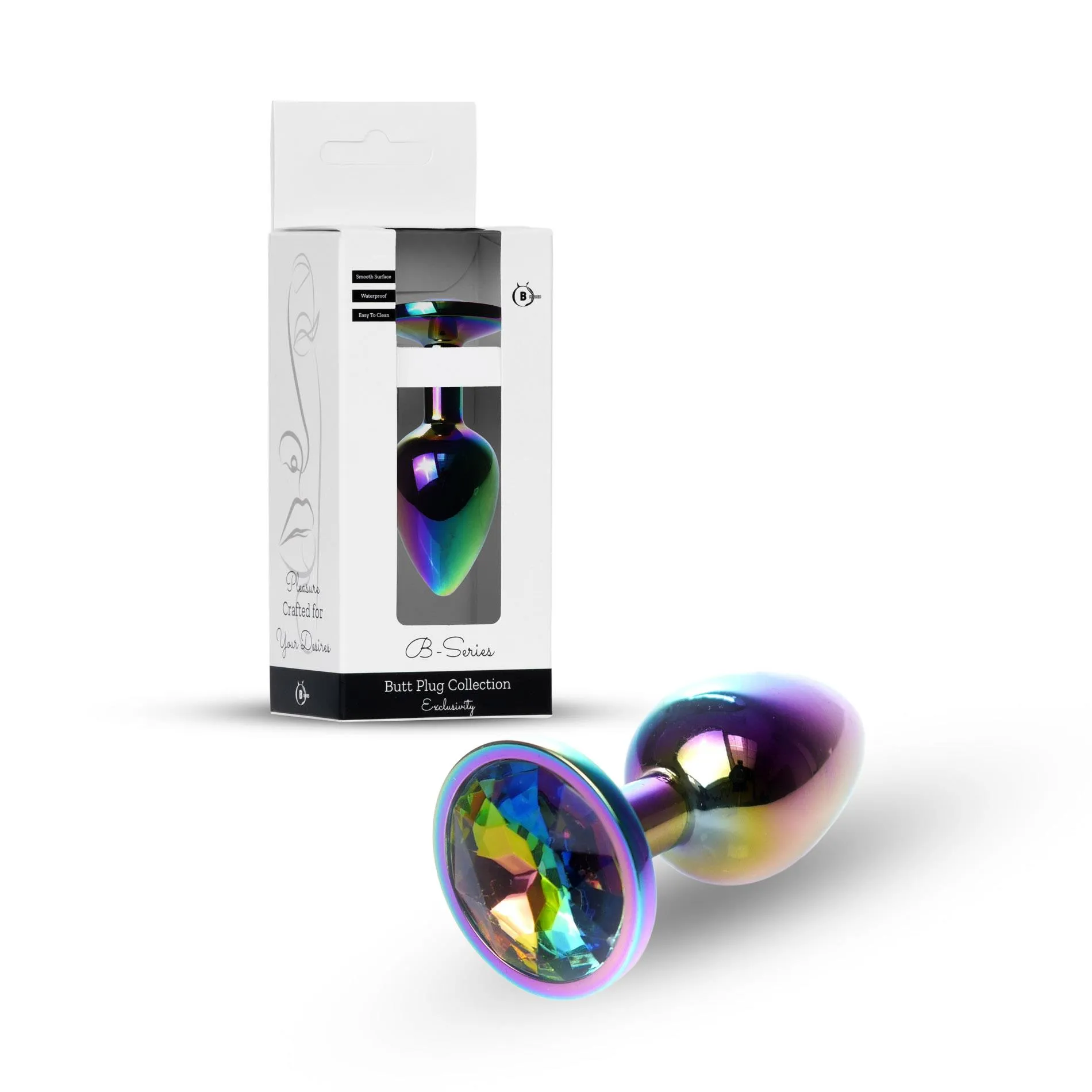 Анальная пробка с кристаллом B - Series HeavyFun Plug-Jewellery Multicolour, 7 см (радужный)
