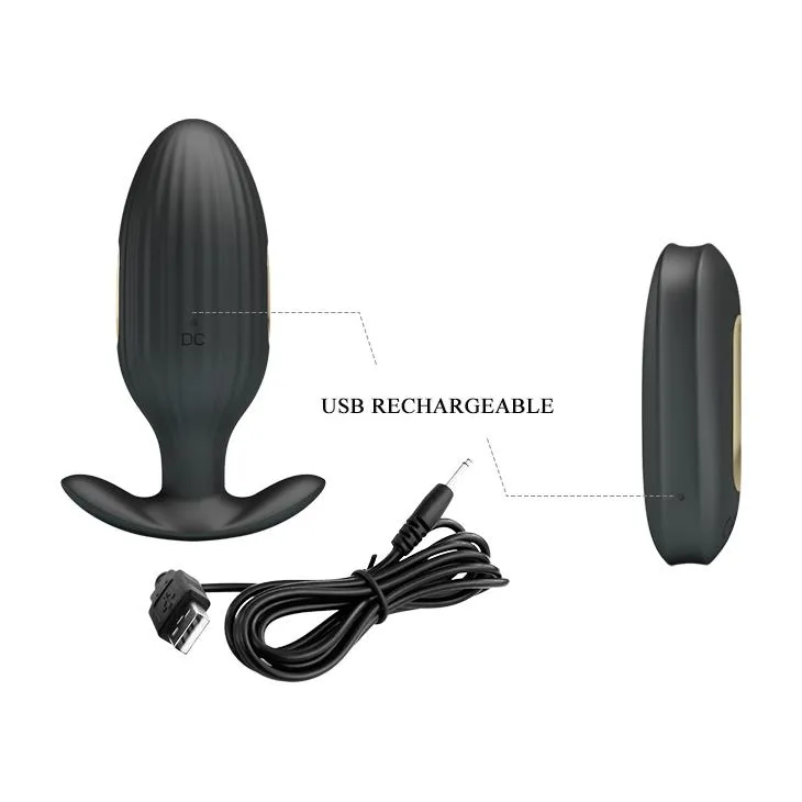Анальная пробка Pretty Love Electric Shock Massager, 9,2 см (черный)