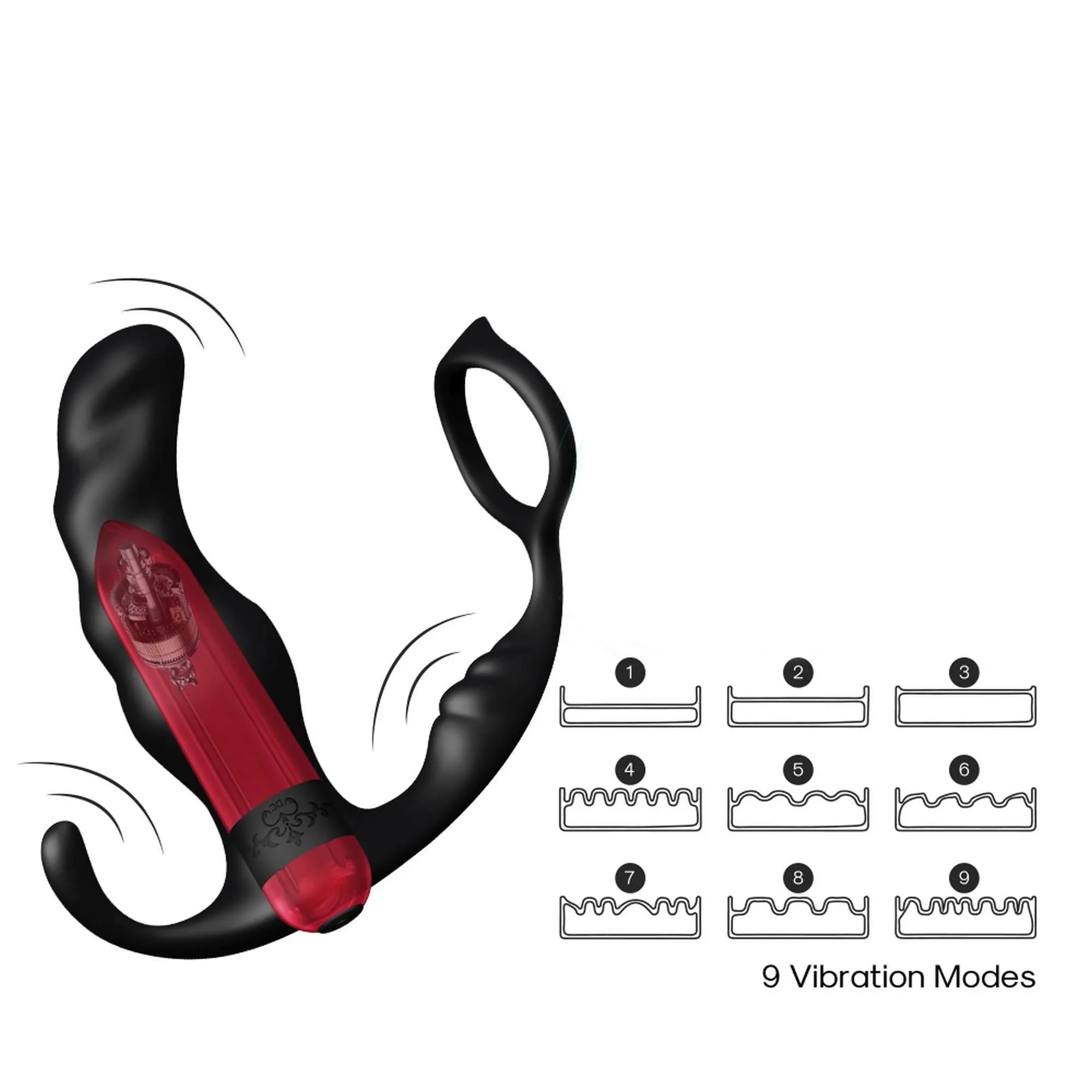 B - Series Joy Knight - Stymulator prostaty, Czarny, 12 cm
