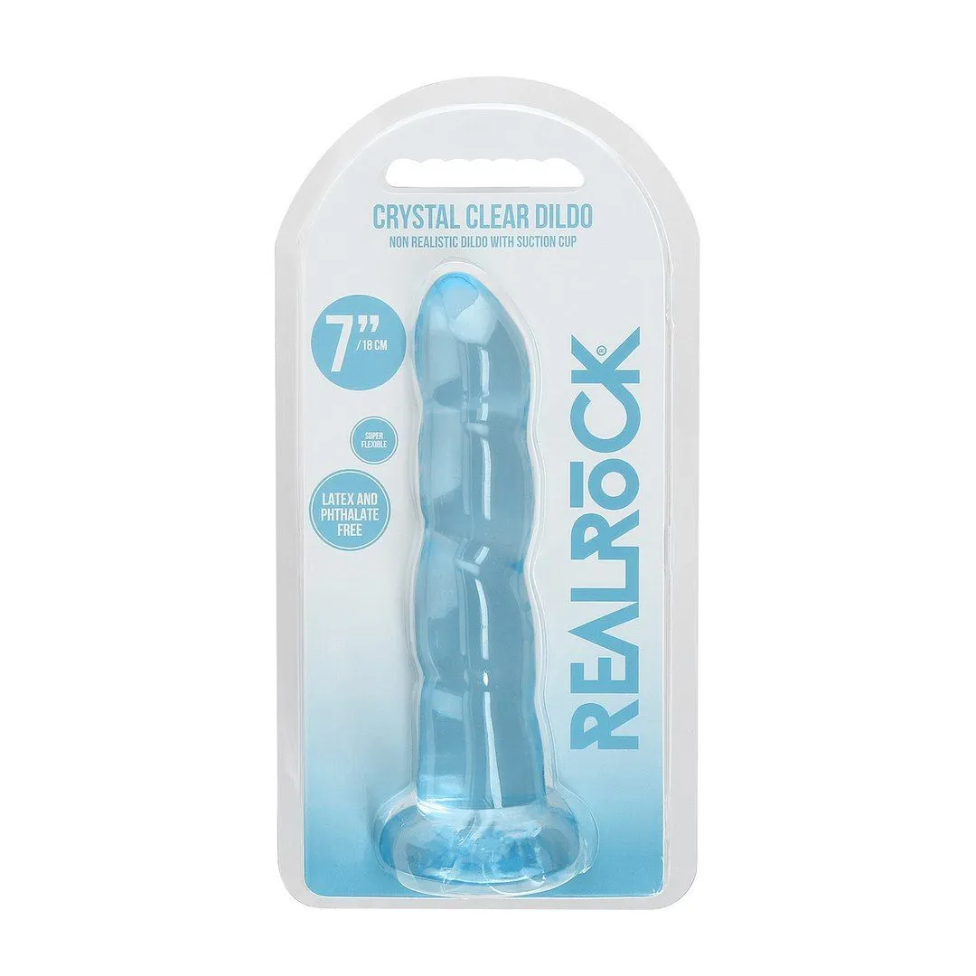 Фаллоимитатор RealRock Crystal Clear 7", 18 см (голубой)