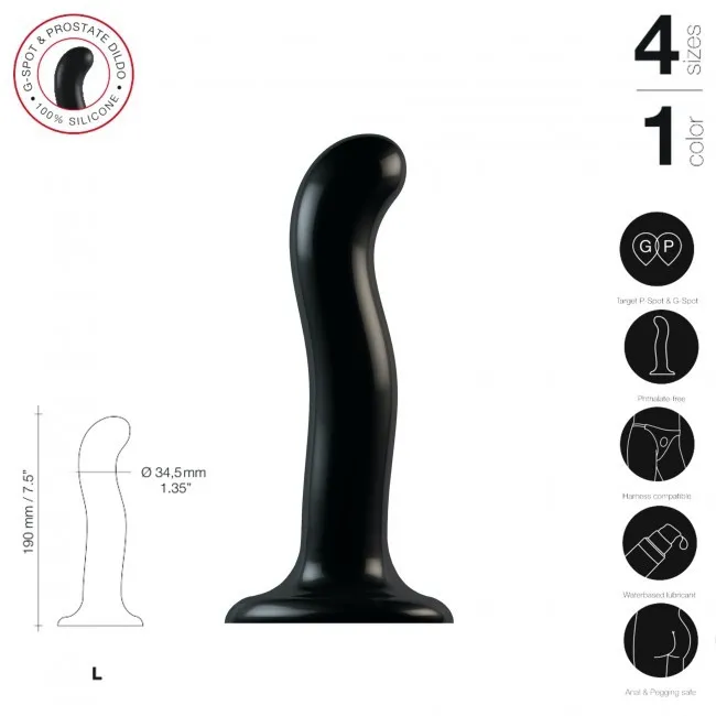 Strap-on-me P&G Spot Dildo L - Dildo, Czarny, 19 cm