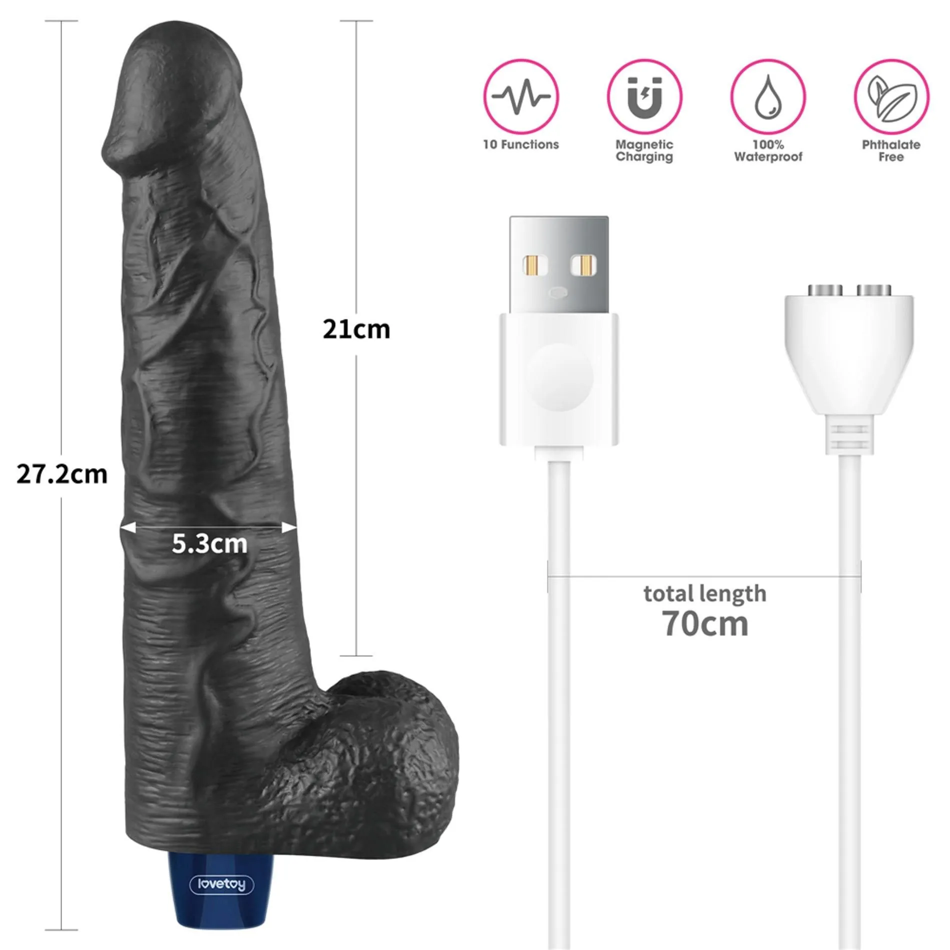 Вібратор Lovetoy Real Softee 10.5", 27 см (чорний)