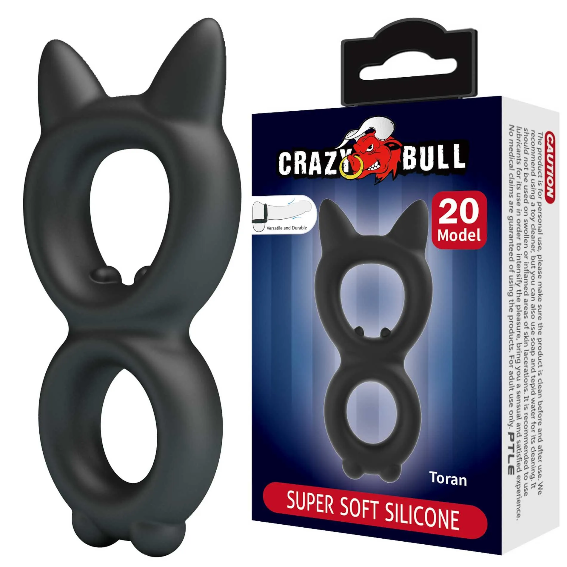 Ерекційне кільце Crazy Bull Toran, 9.3 см (чорний)