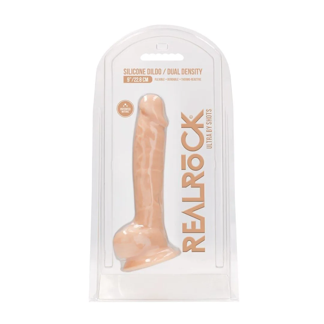 RealRock With Balls Ultra - Dildo, W kolorze cielistym, 22.8 cm