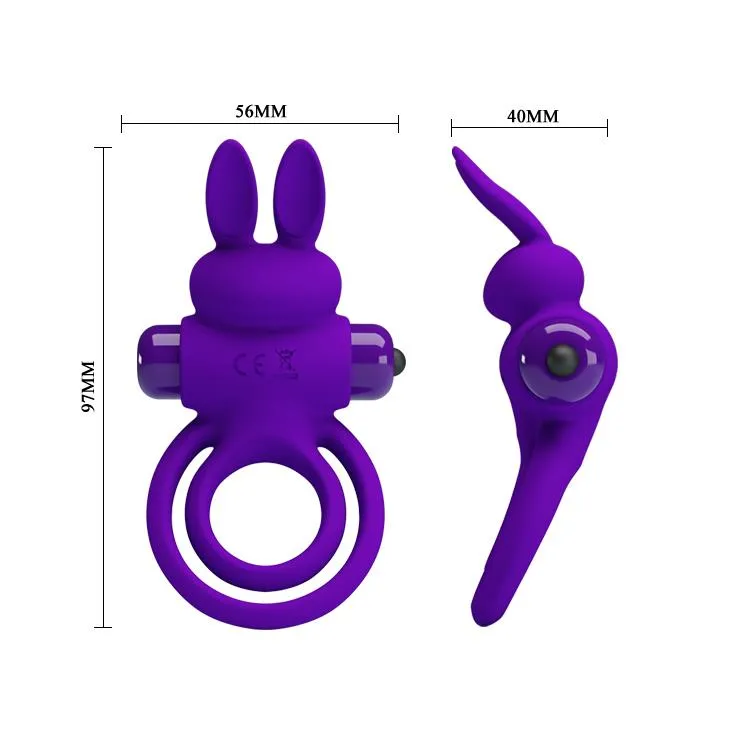 Эрекционное кольцо Pretty Love Ring Bunny III, 9,7х4,0 см (фиолетовый)