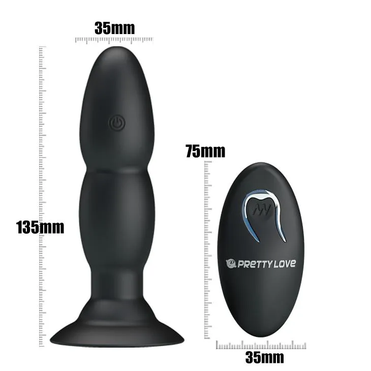 Анальная пробка Pretty Love RC Vibrating Butt Plug, 13,5 см (черный)