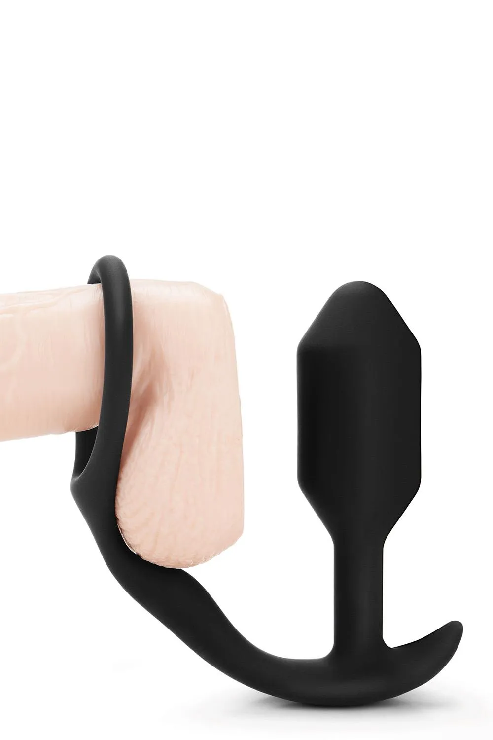 Анальна пробка з ерекційним кільцем B-Vibe Snug & Tug, 10.7 см (чорний)
