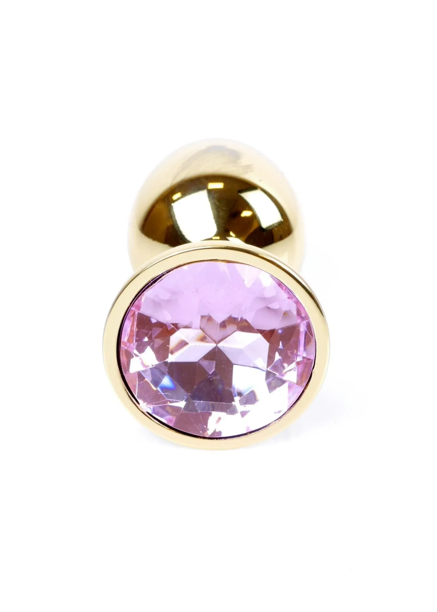 Металева анальна пробка з кристалом Boss Jewellery Gold Plug, 7х2.7 см (рожевий)
