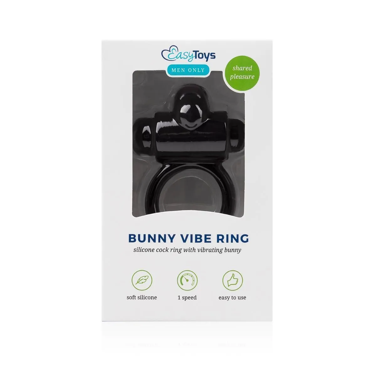 Эрекционное кольцо EasyToys Bunny Vibe Ring, 7.4 см (черный)