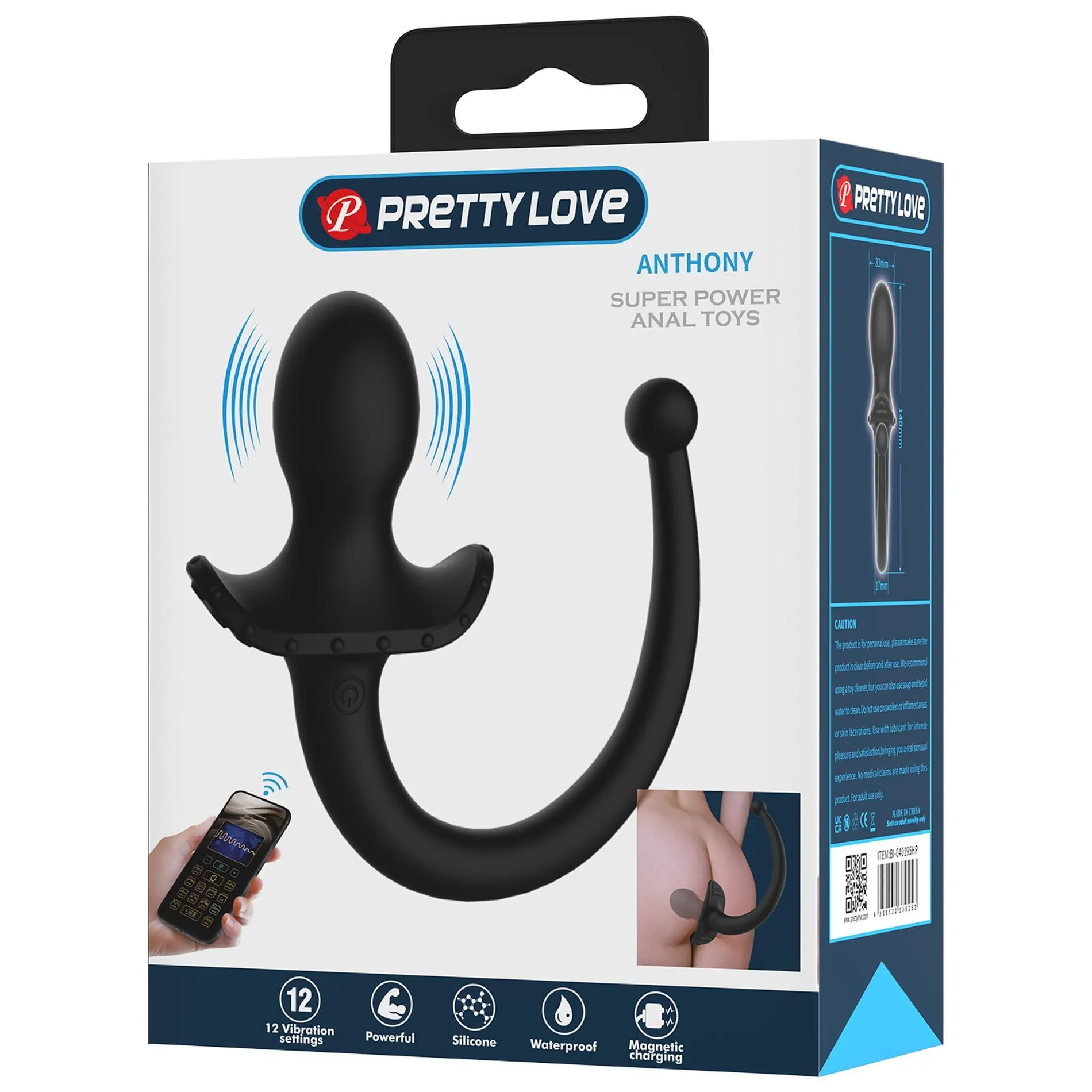 Анальная пробка Pretty Love Anthony Smart App, 15 см (черный)