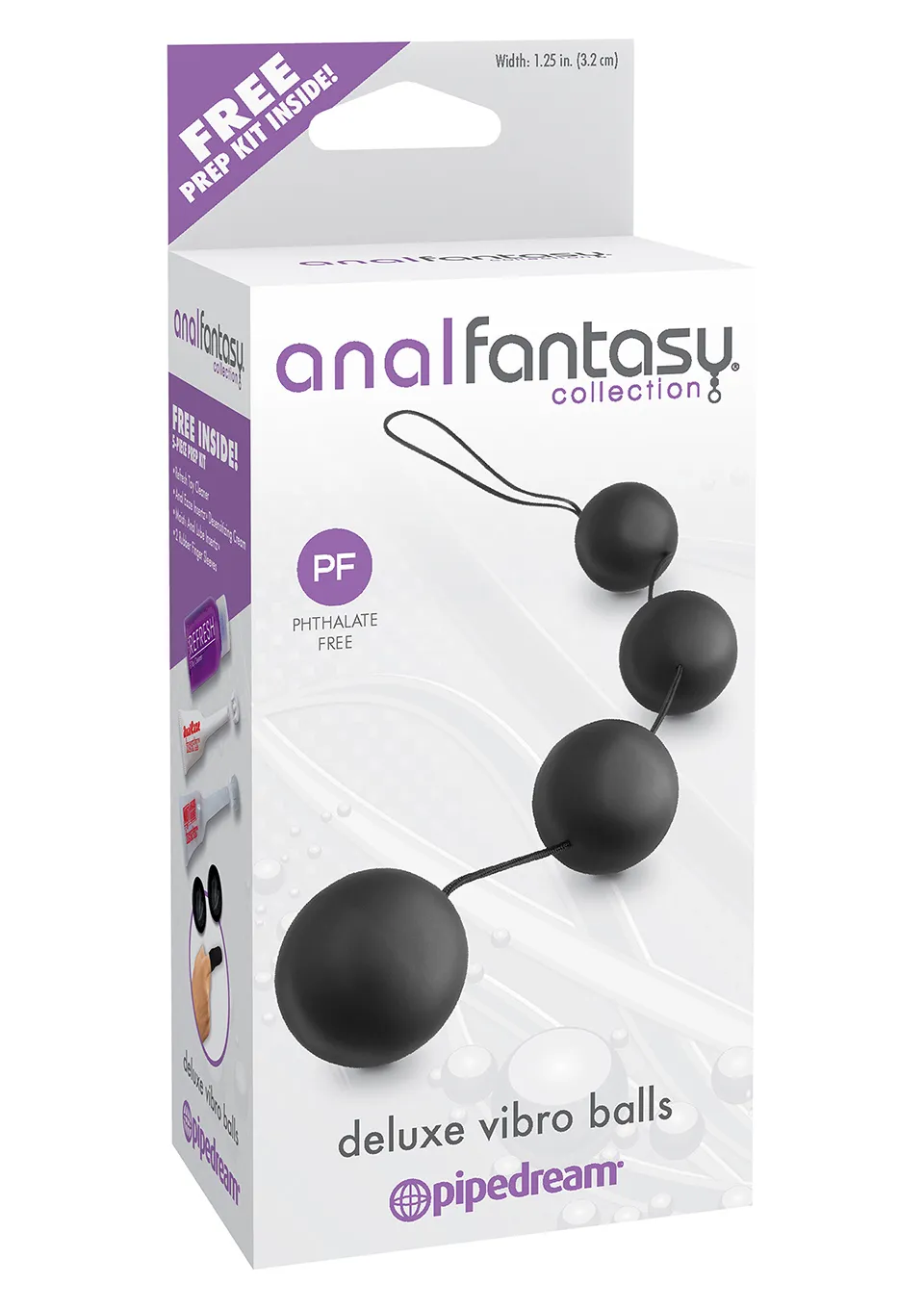 Pipedream Deluxe Vibro Balls - Koraliki analne, Czarny, 44, 3 cm