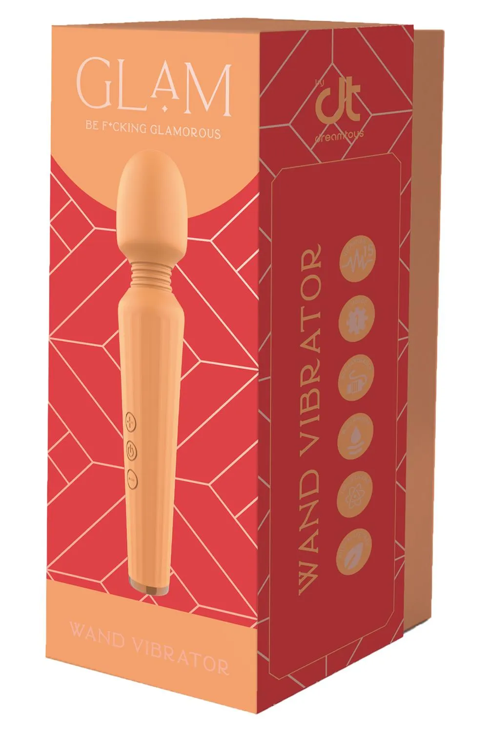 Dreamtoys Glam Wand - Wibrator, Pomarańczowy, 21.5 cm