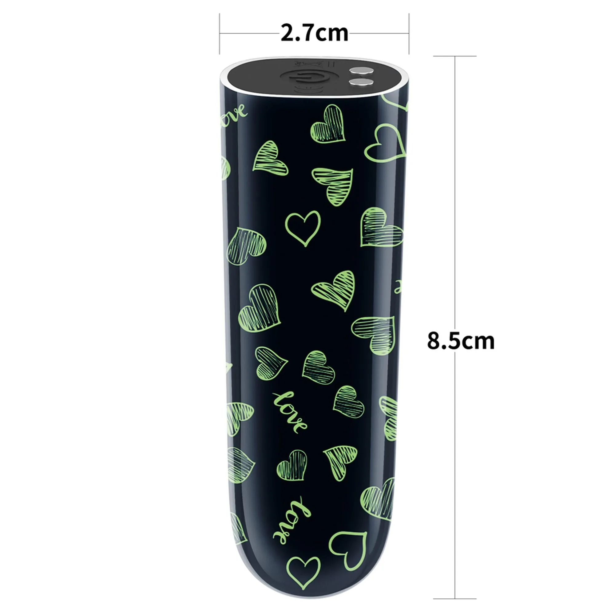 Вибратор для клитора LoveToy Heart Massager Glow In The Dark, 8,5 см (черный)