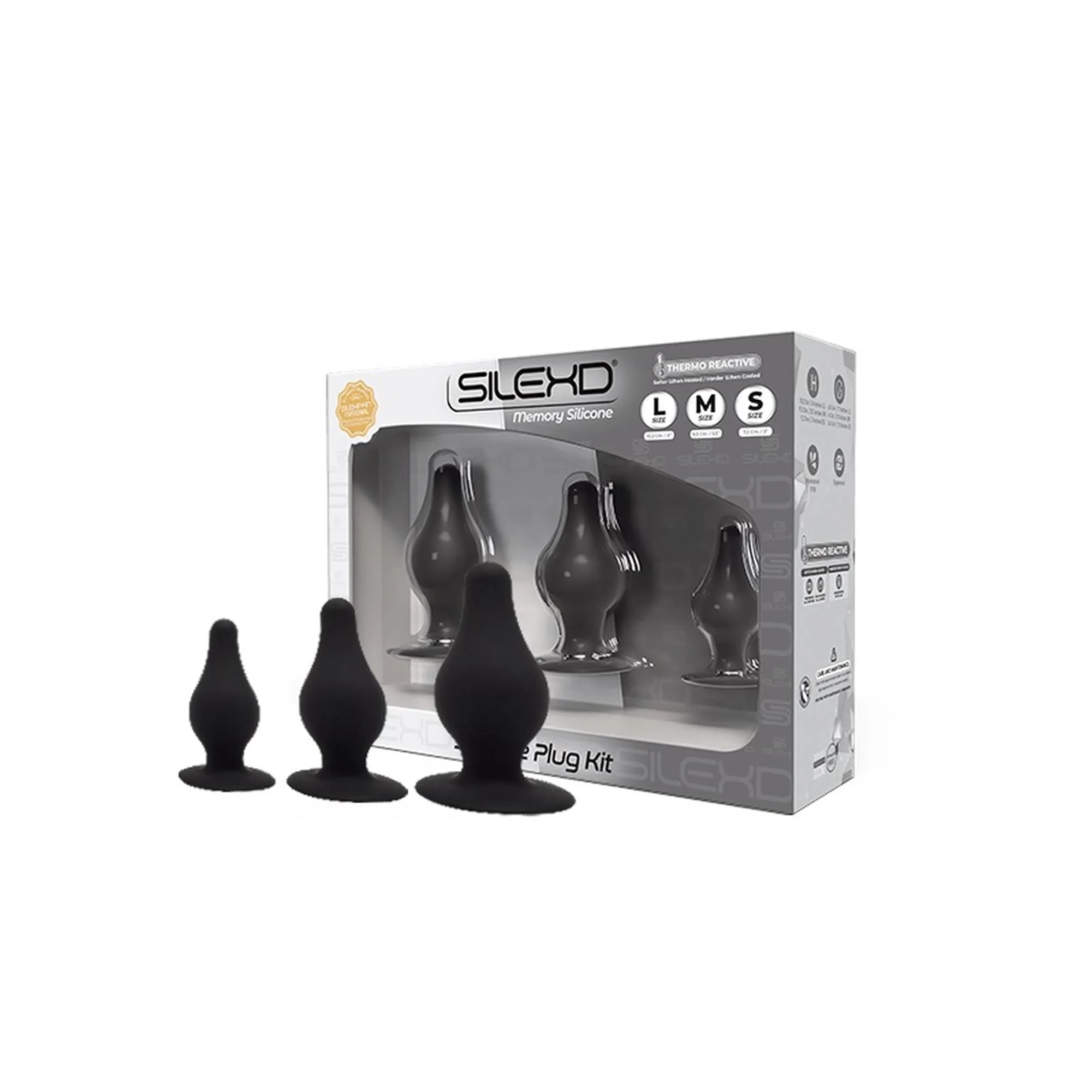 Silexd Silicone Plug Kit - Zestaw korków analnych, Czarny, 10, 2 cm