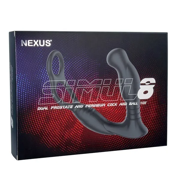 Стимулятор простаты Nexus Simul8 с эрекционным кольцом, 9.8 см (черный)