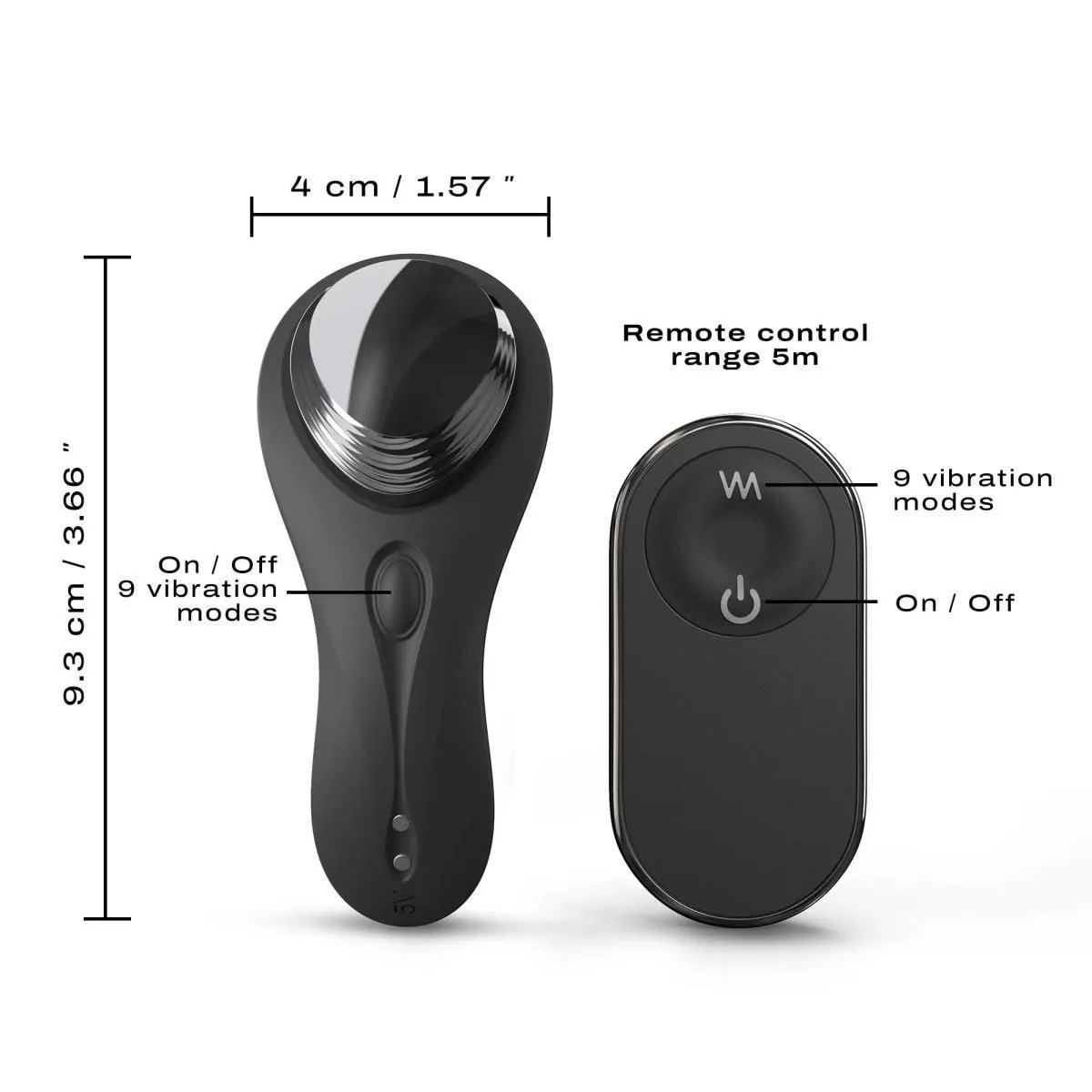 Dorcel Discreet Vibe+ - Wibrator do majtek, Czarny, 9.3 cm