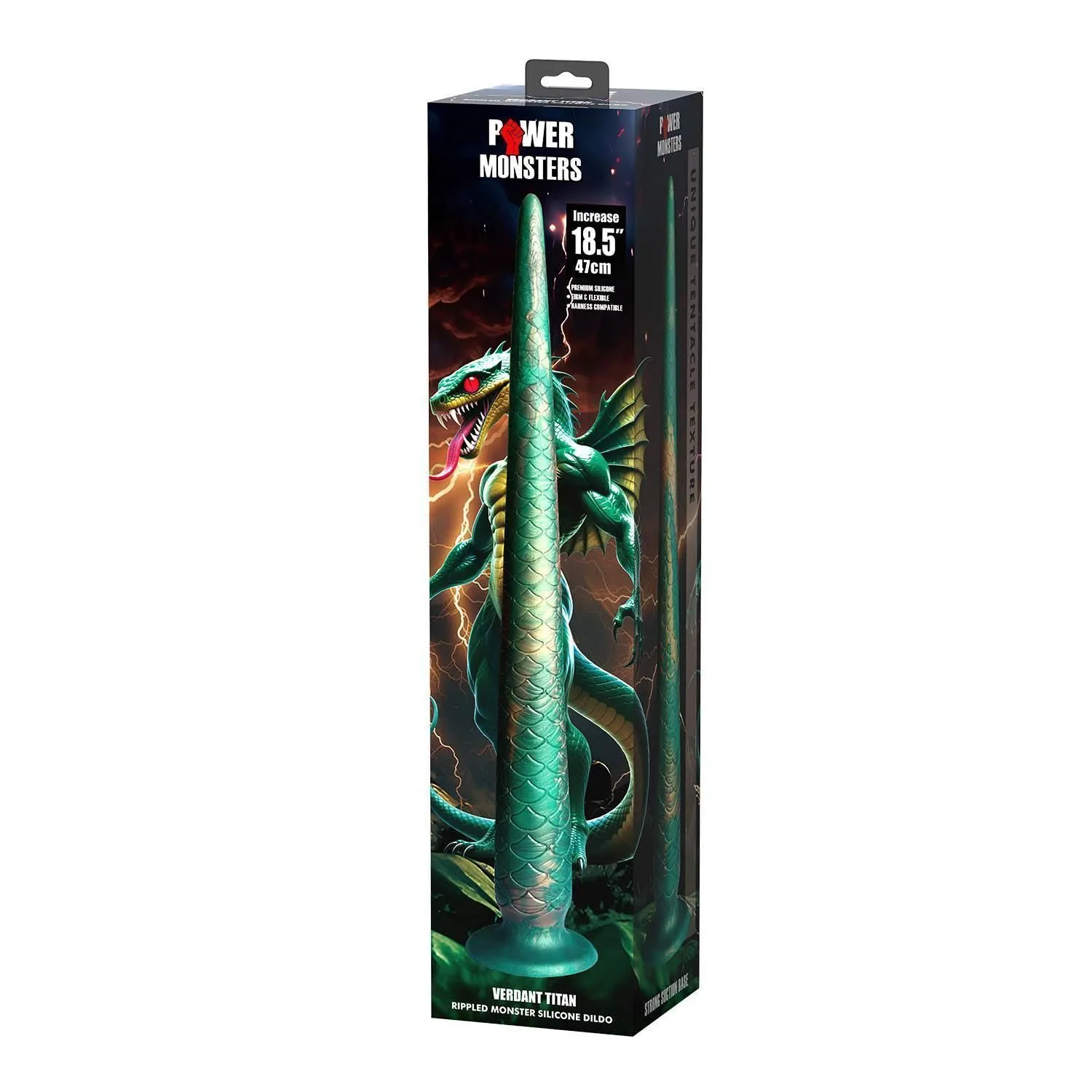 Фаллоимитатор Power Monsters Verdant Titan, 47 см (зеленый)