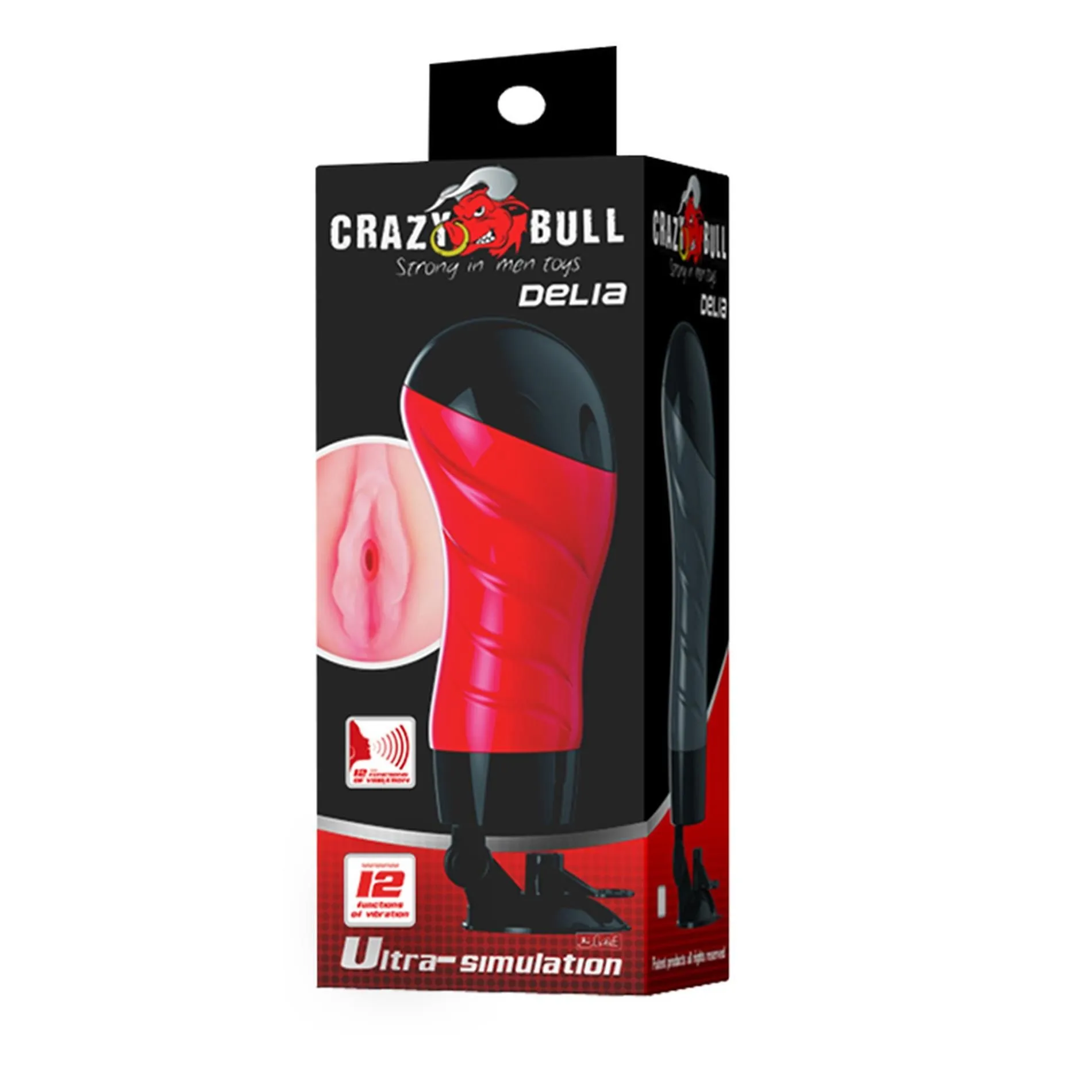 Crazy Bull Delia - Masturbator z wibracją, W kolorze cielistym, 28.3 cm
