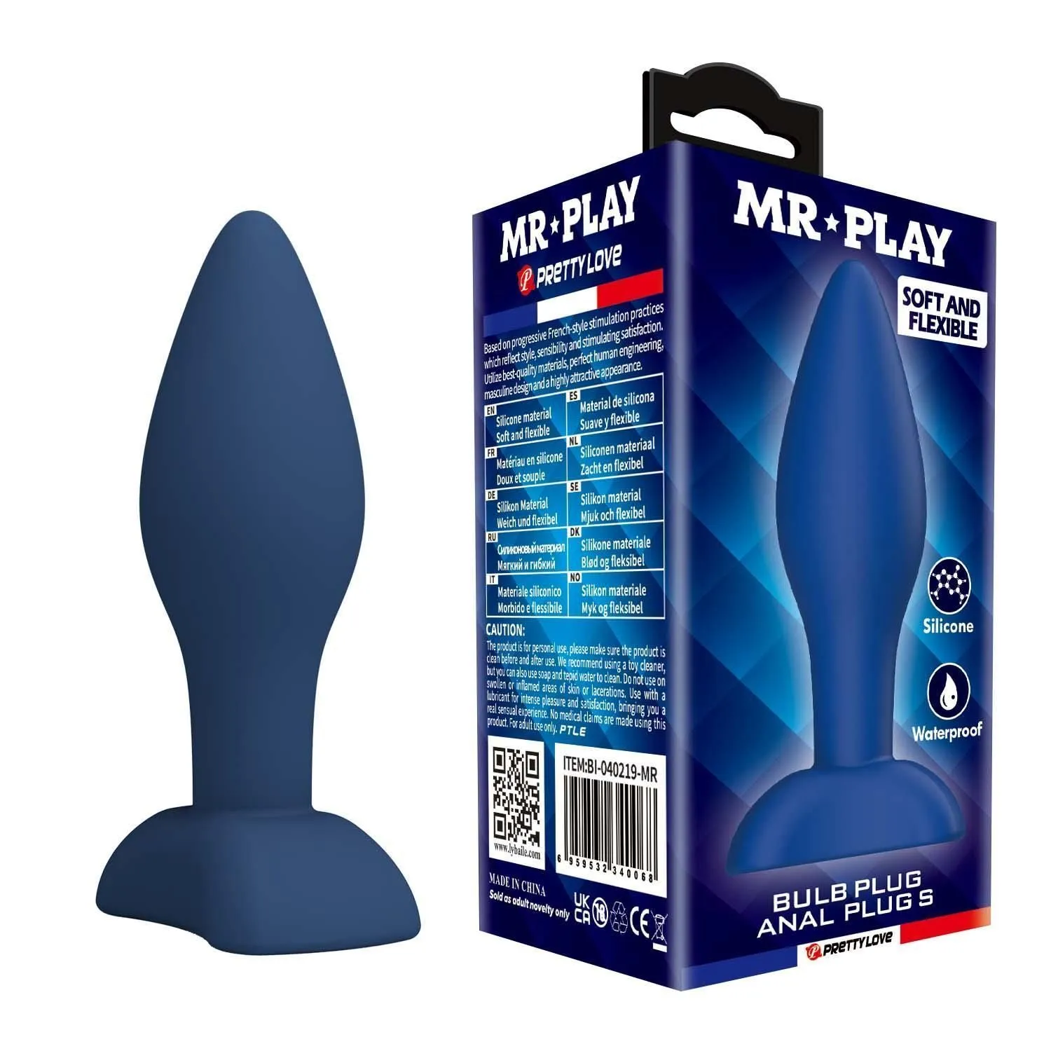 Mr. Play Bulb - Korek analny, Niebieski, 9 cm, S