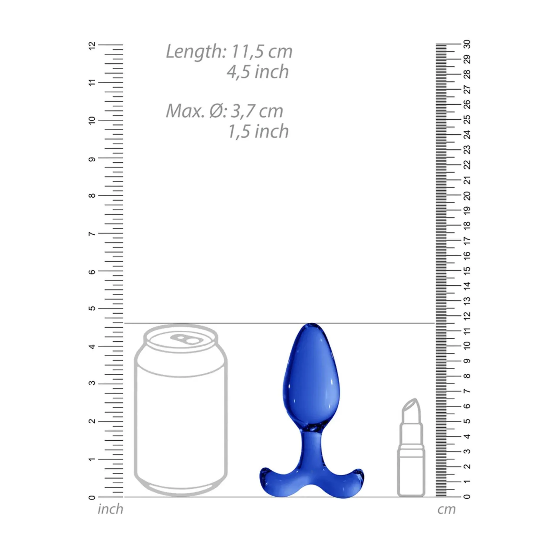 Анальная пробка Chrystalino Expert Glass Butt Plug, 11.5 см (синий)