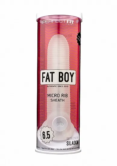 Perfect Fit Fat Boy Micro Ribbed Sheath - Nakładka na penisa, Przezroczysty, 14 cm