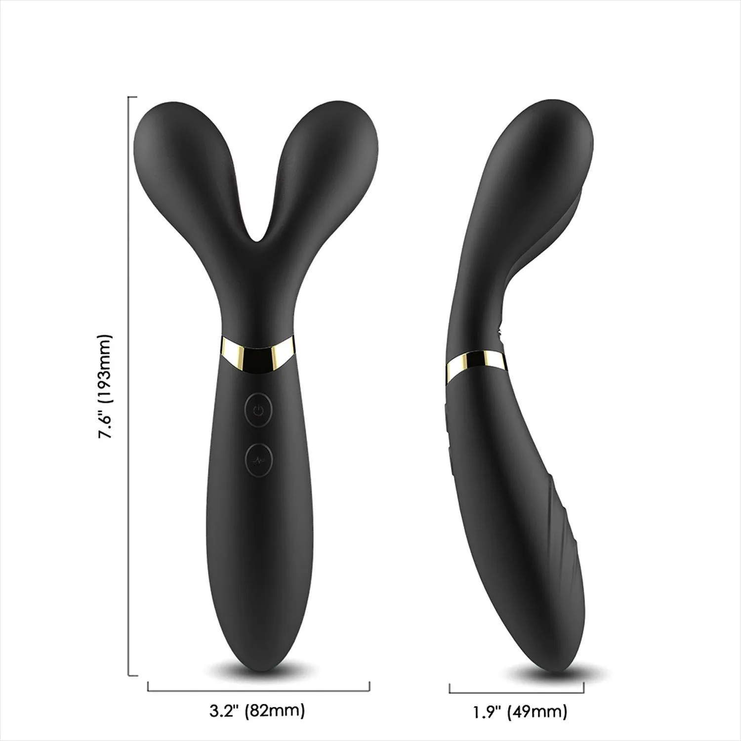 B - Series Joy Y-Wand - Wibrator-królik B -, Czarny, 19.2 cm