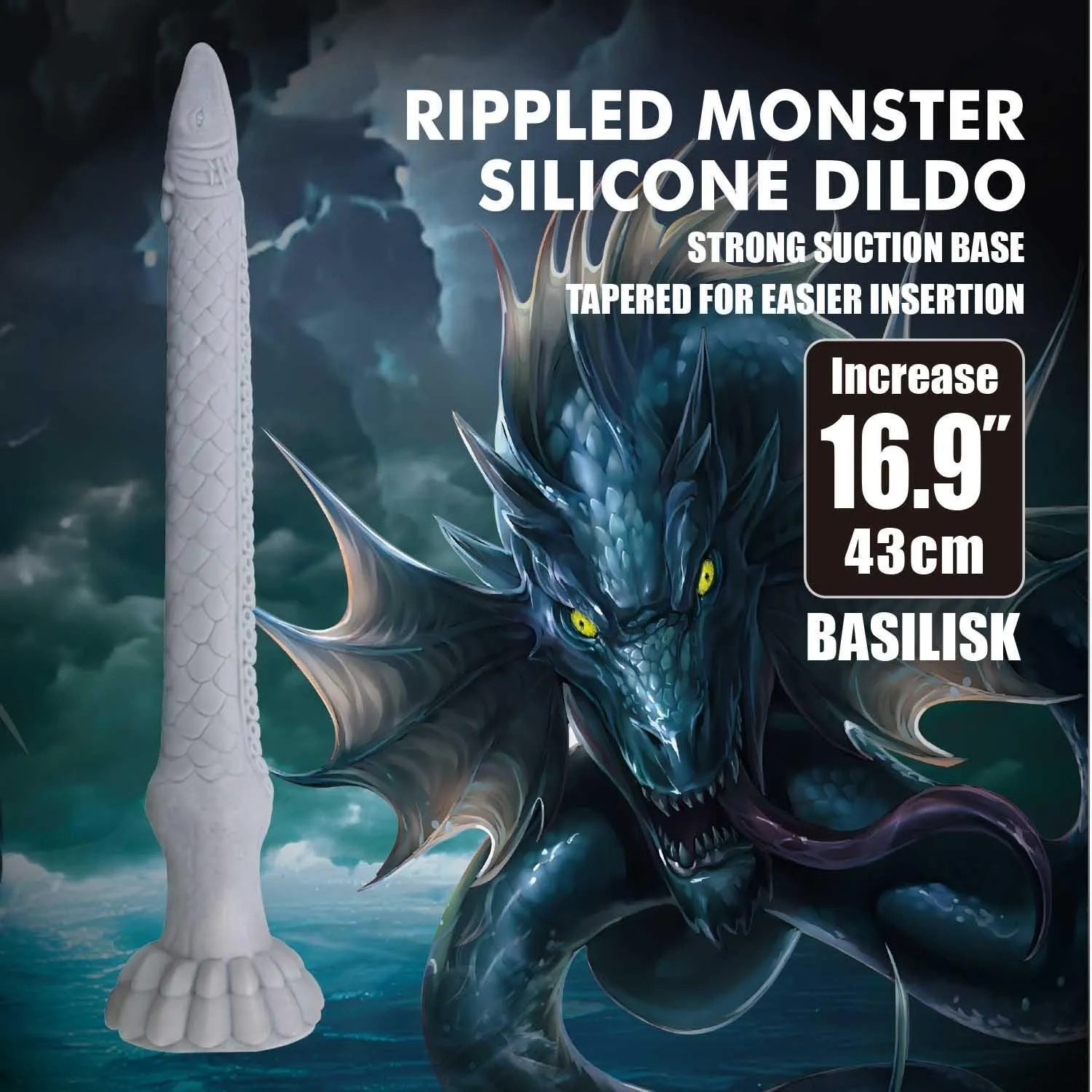 BAILE Power Monsters Basilisk - Dildo, Szary, 43 cm