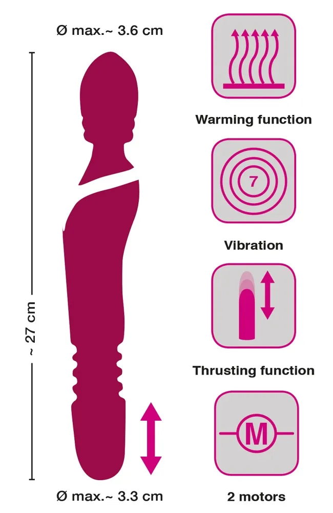 Вибратор Javida Warming & Thrusting Vibe, 27 см (розовый)