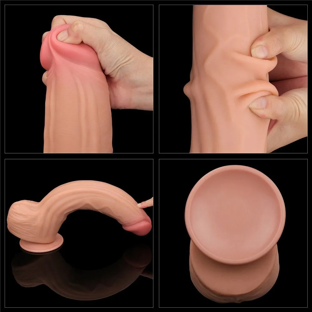 Фалоімітатор LoveToy Sliding-Skin Dual Layer Dong King Sized, 31 см (тілесний)