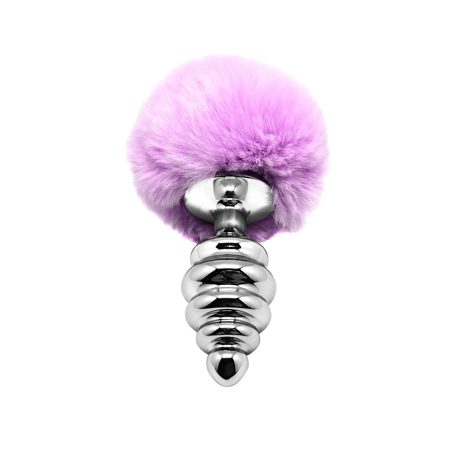 Анальная пробка Alive Anal Pleasure Metal Anal Fluffy Twist Plug L, 9 см (сиреневый)