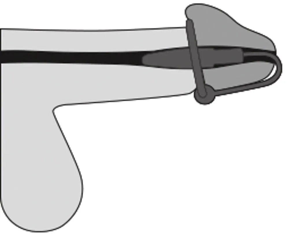 Penisplug Penis Plug With A Silicone Glans Ring - Stymulator cewki moczowej, Srebro, 4, 5 cm