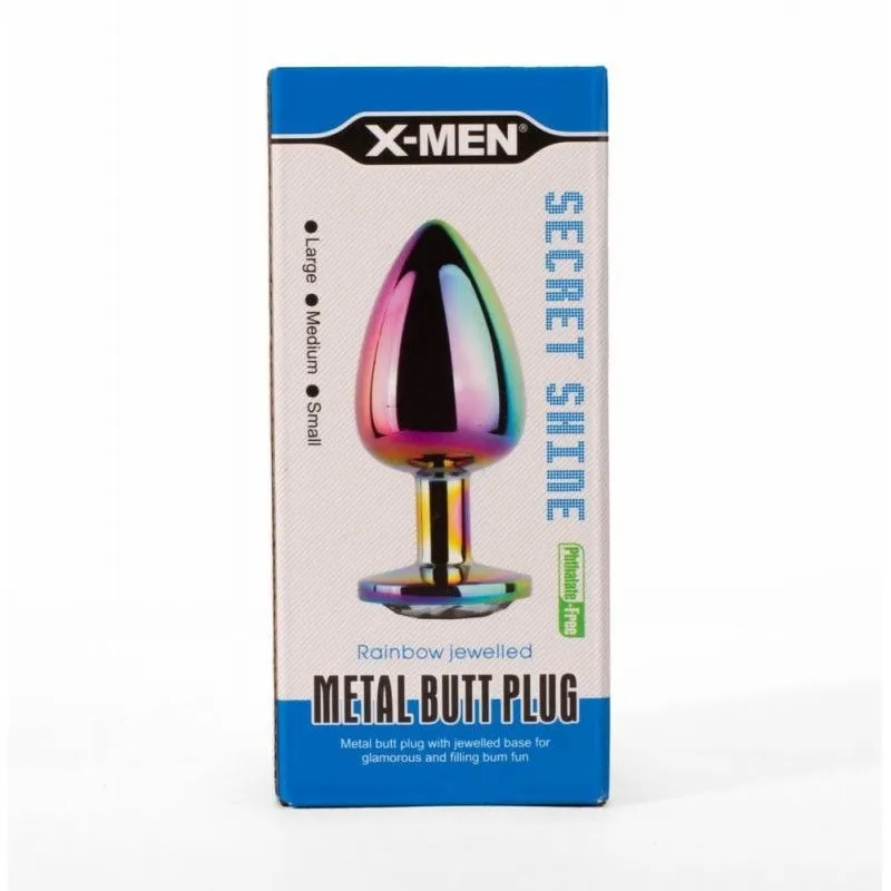 X-Men Secret Shine Rainbow - Korek analny, Multi, 9.5 cm