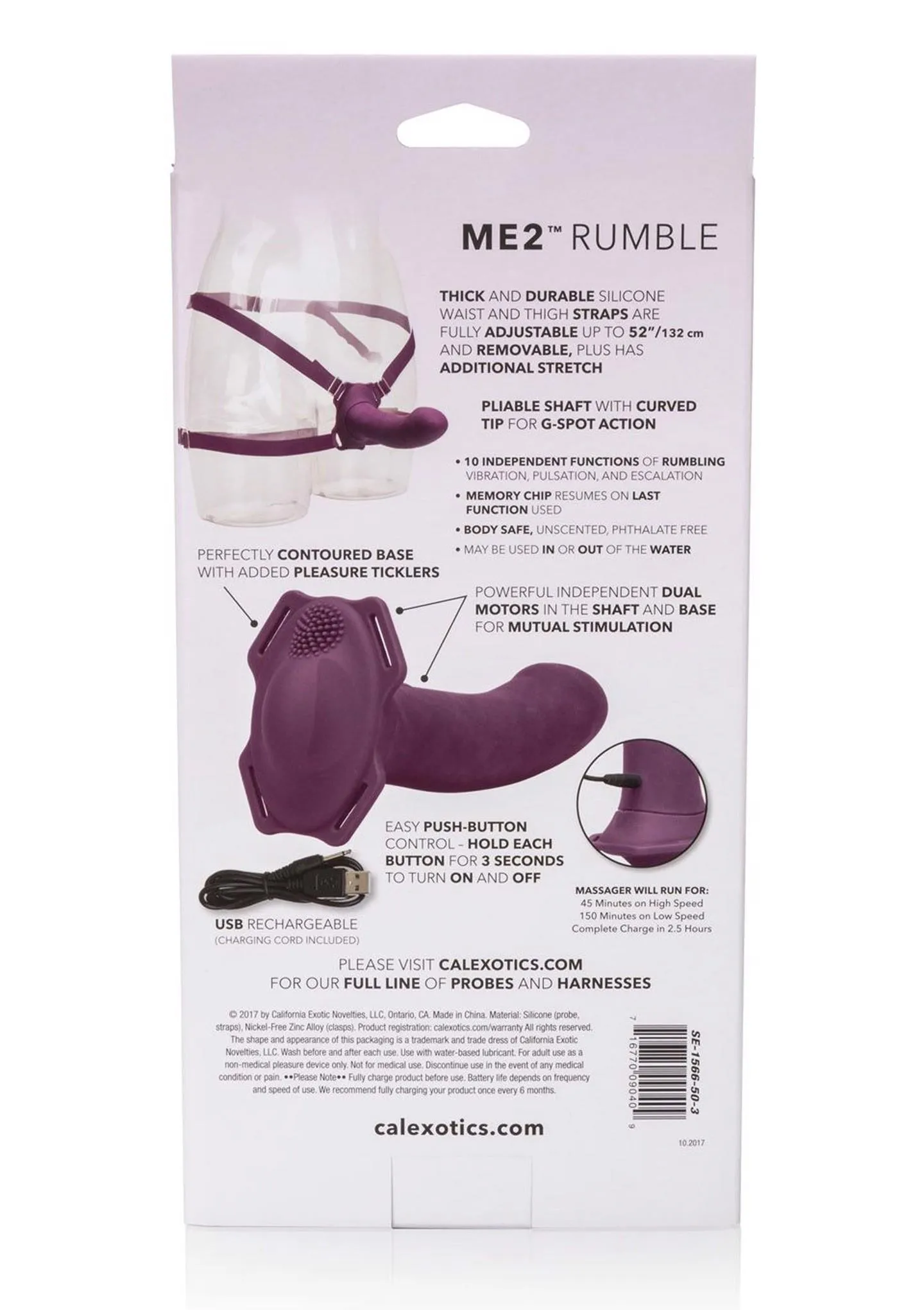 Страпон Calexotics Me2 Rumbler, 16.5 см (фіолетовий)