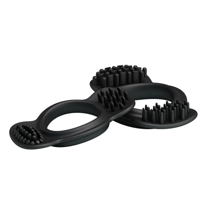 Эрекционное кольцо Baile Double Cock Ring, набор из 2 шт (черный)
