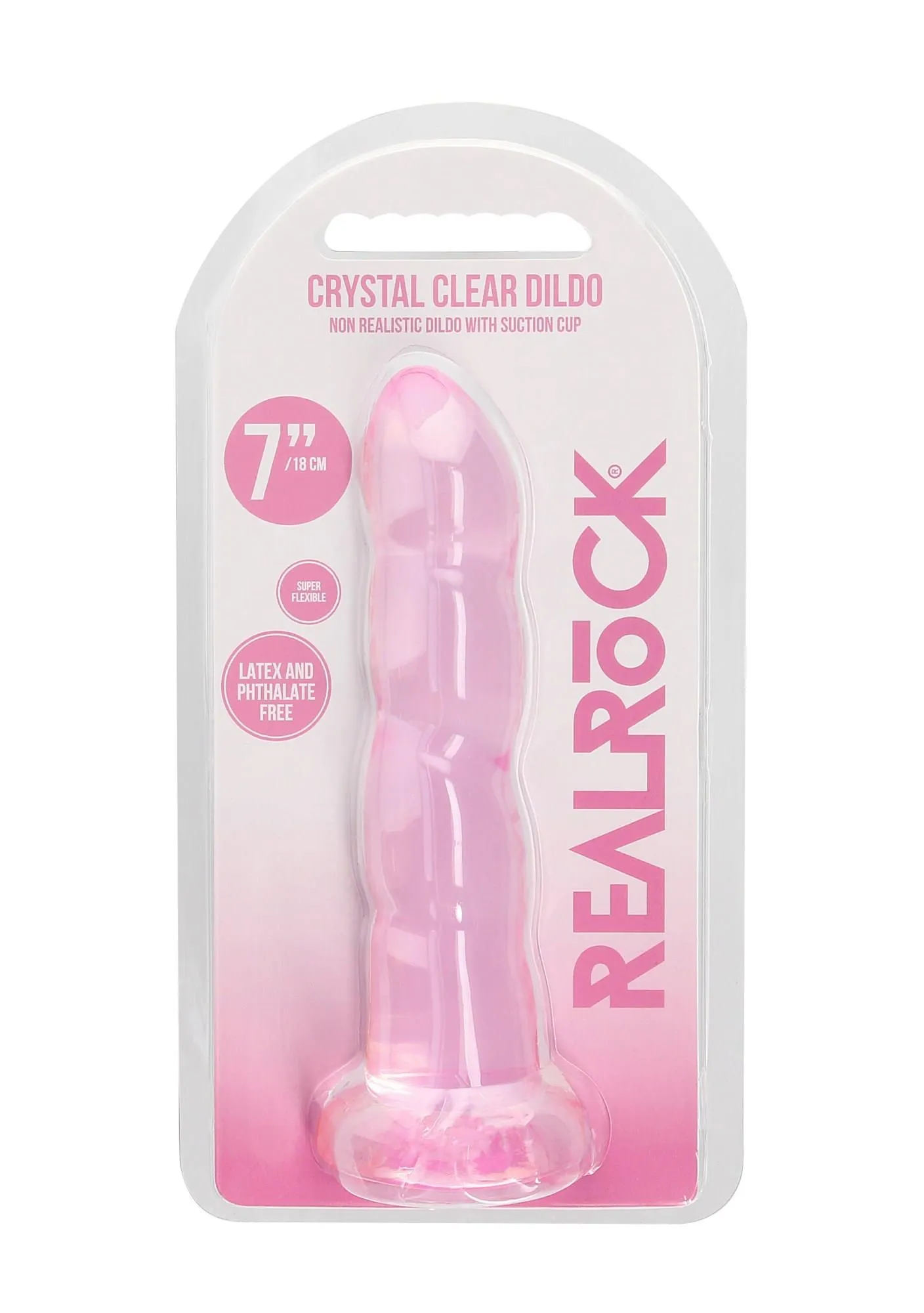 Фалоімітатор RealRock Crystal Clear 7", 18 см (рожевий)