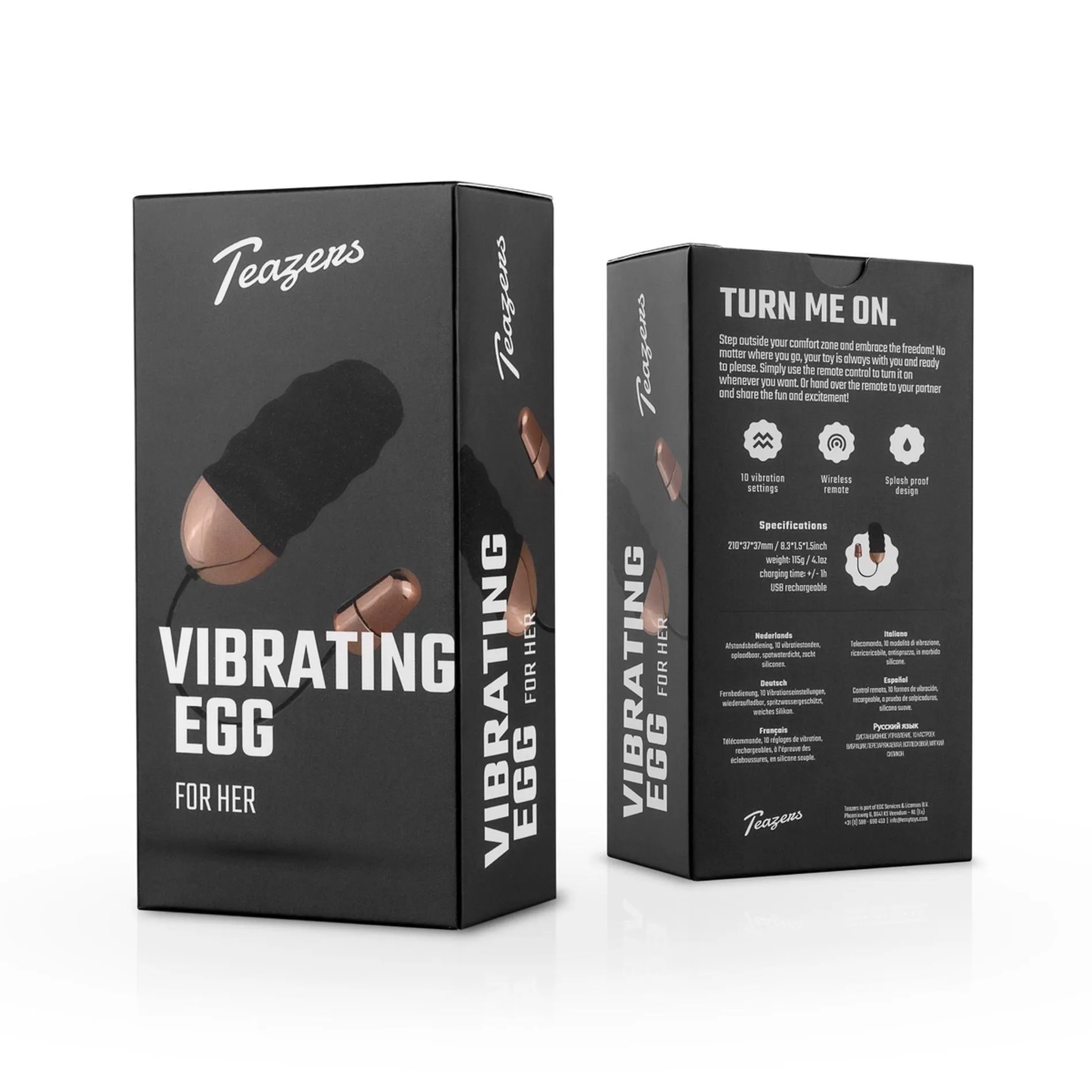 Віброяйце Teazers Ribbed Vibrating Egg, 8 см (чорний)