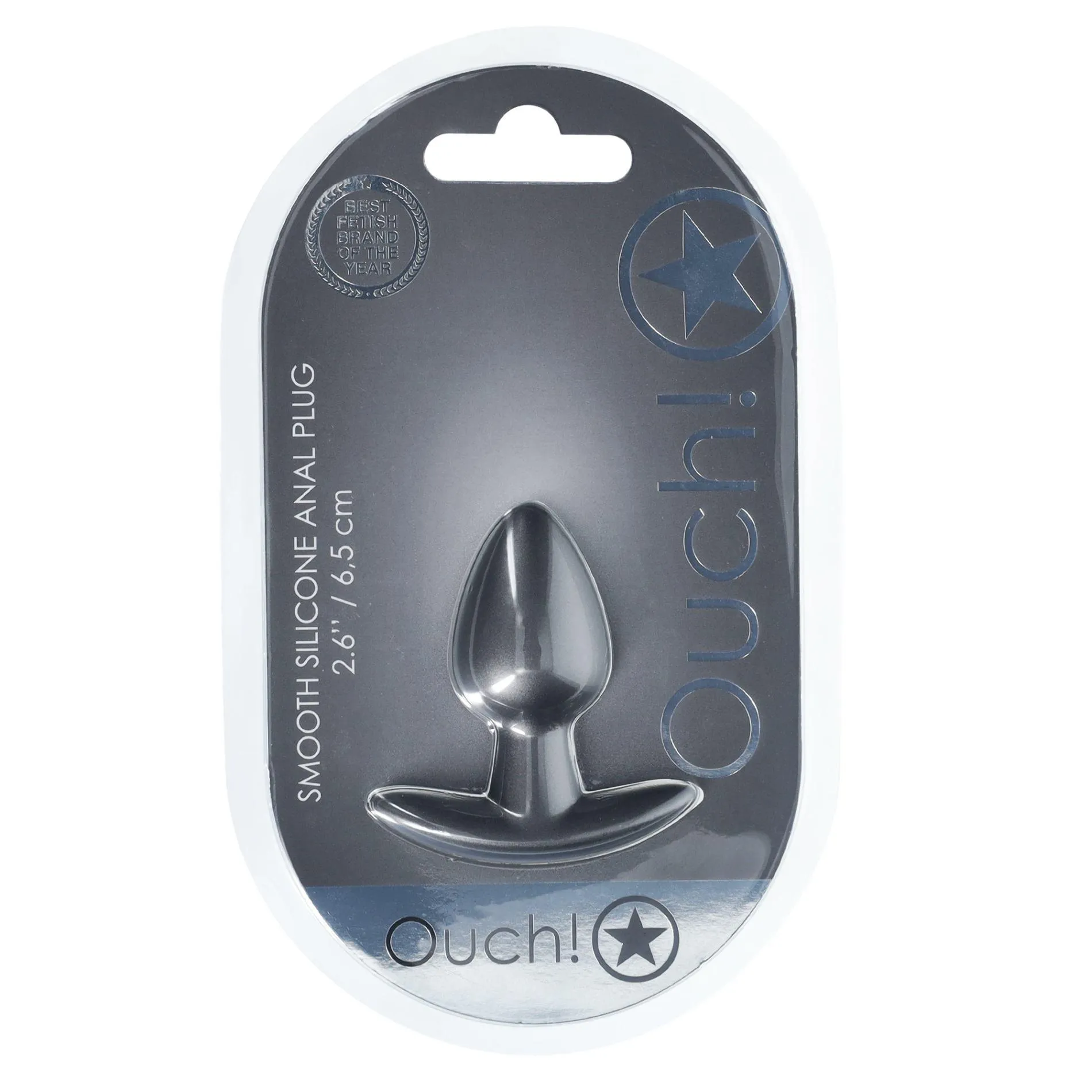Анальна пробка Ouch! Smooth Anal Plug Metallic S, 6.5 см (сірий)