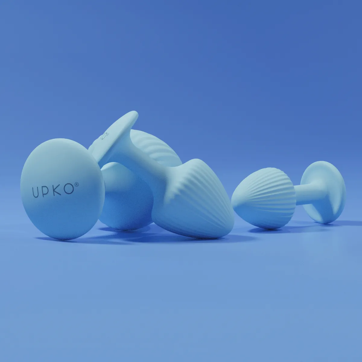 Набор анальных пробок Upko The Mushroom, 3 шт (голубой)