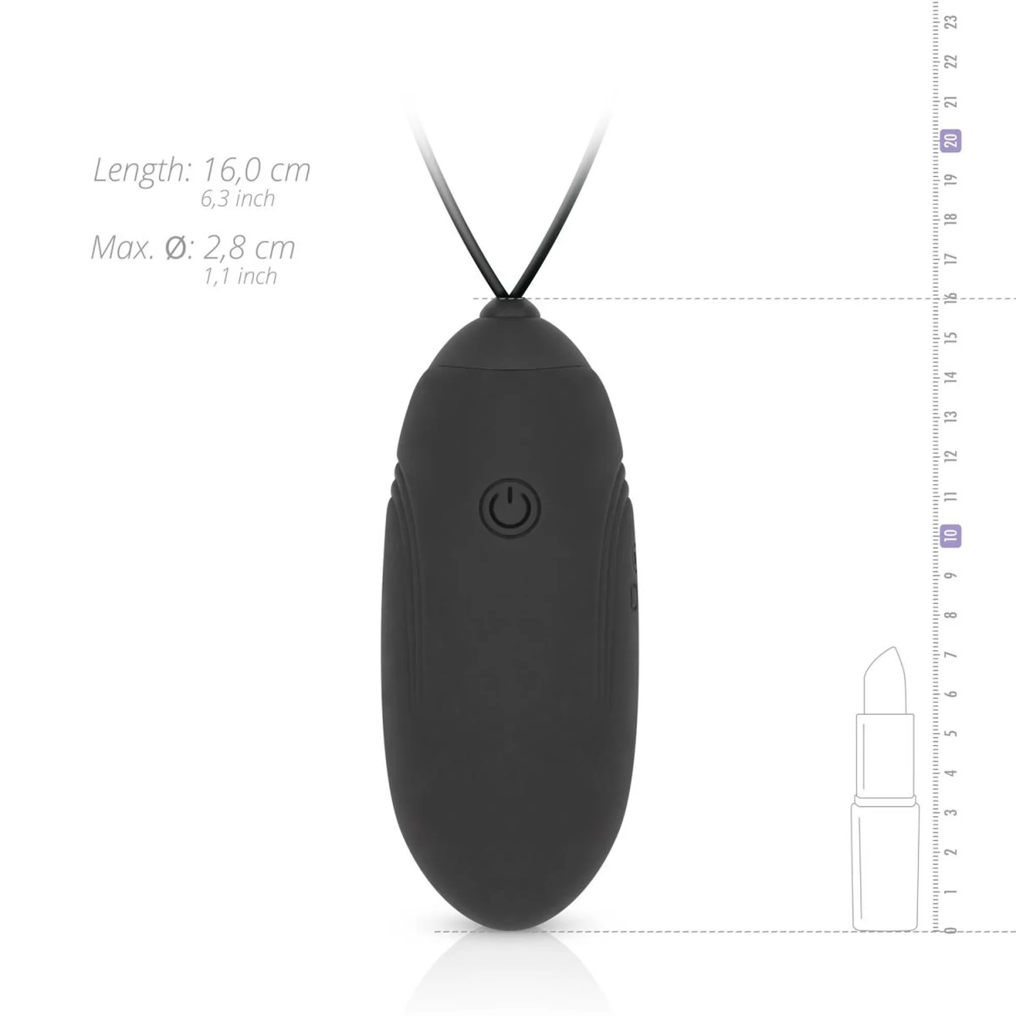 Easytoys Luv Egg - Wibrujące jajko, Czarny, 16 cm