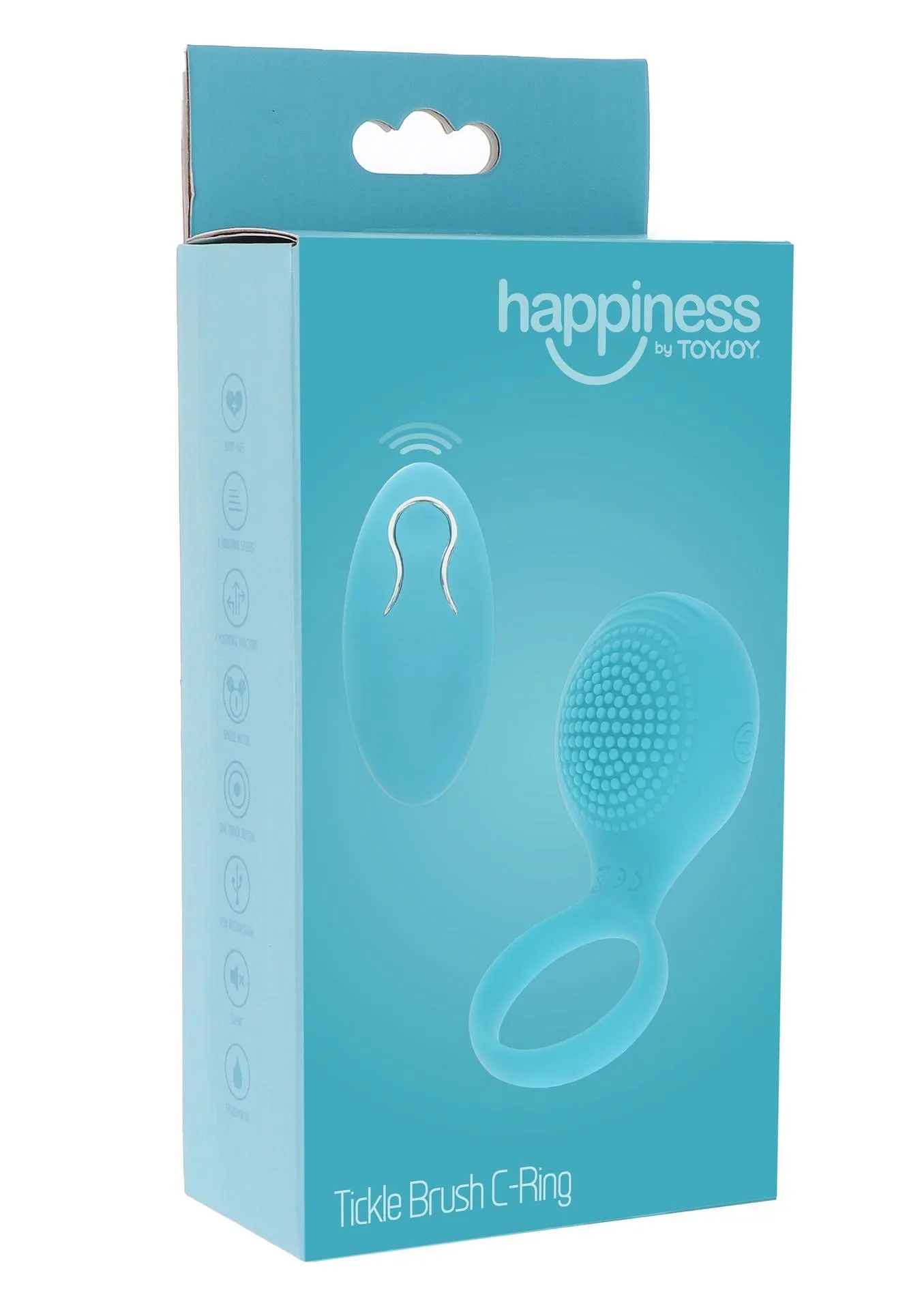 Виброкольцо Toy Joy Happiness Tickle Brush C-Ring, 8.2 см (голубой)