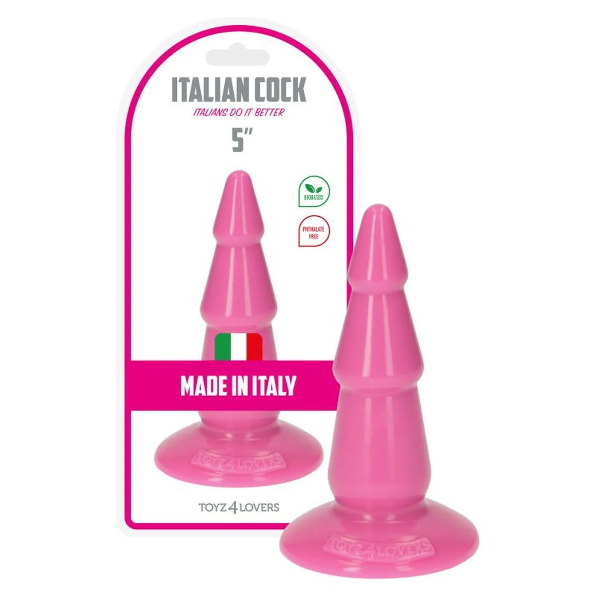 Анальная пробка Toyz4lovers Anal Italian cock 5'', 13 см (розовый)