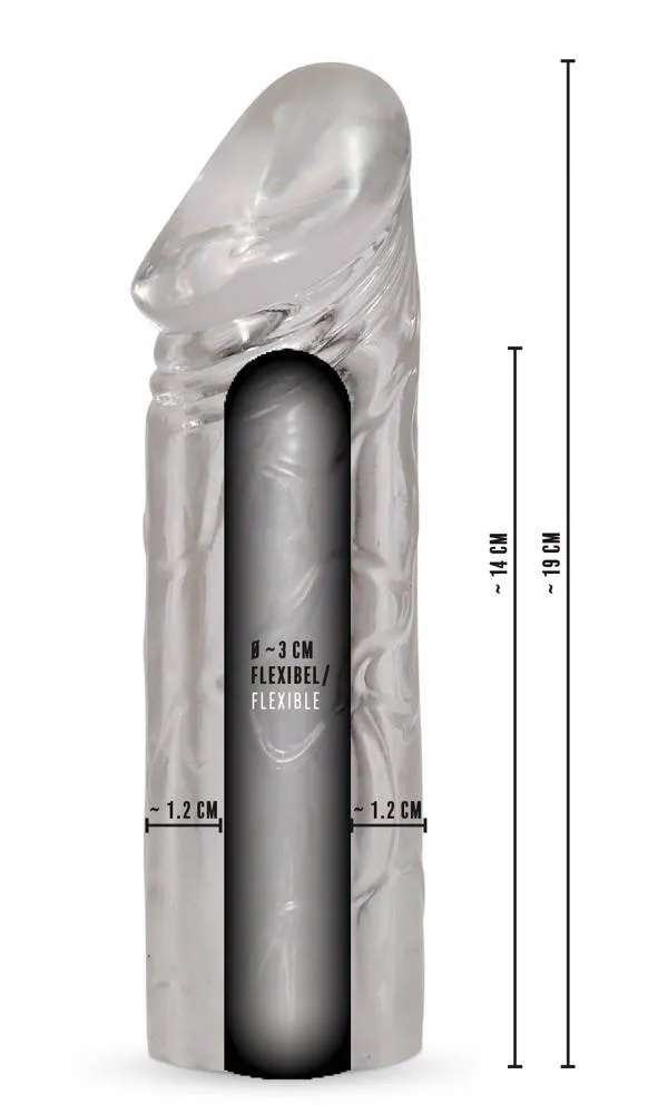 Rebel Mega Dick Sleeve - Nakładka na penisa, Przezroczysty, 19 cm