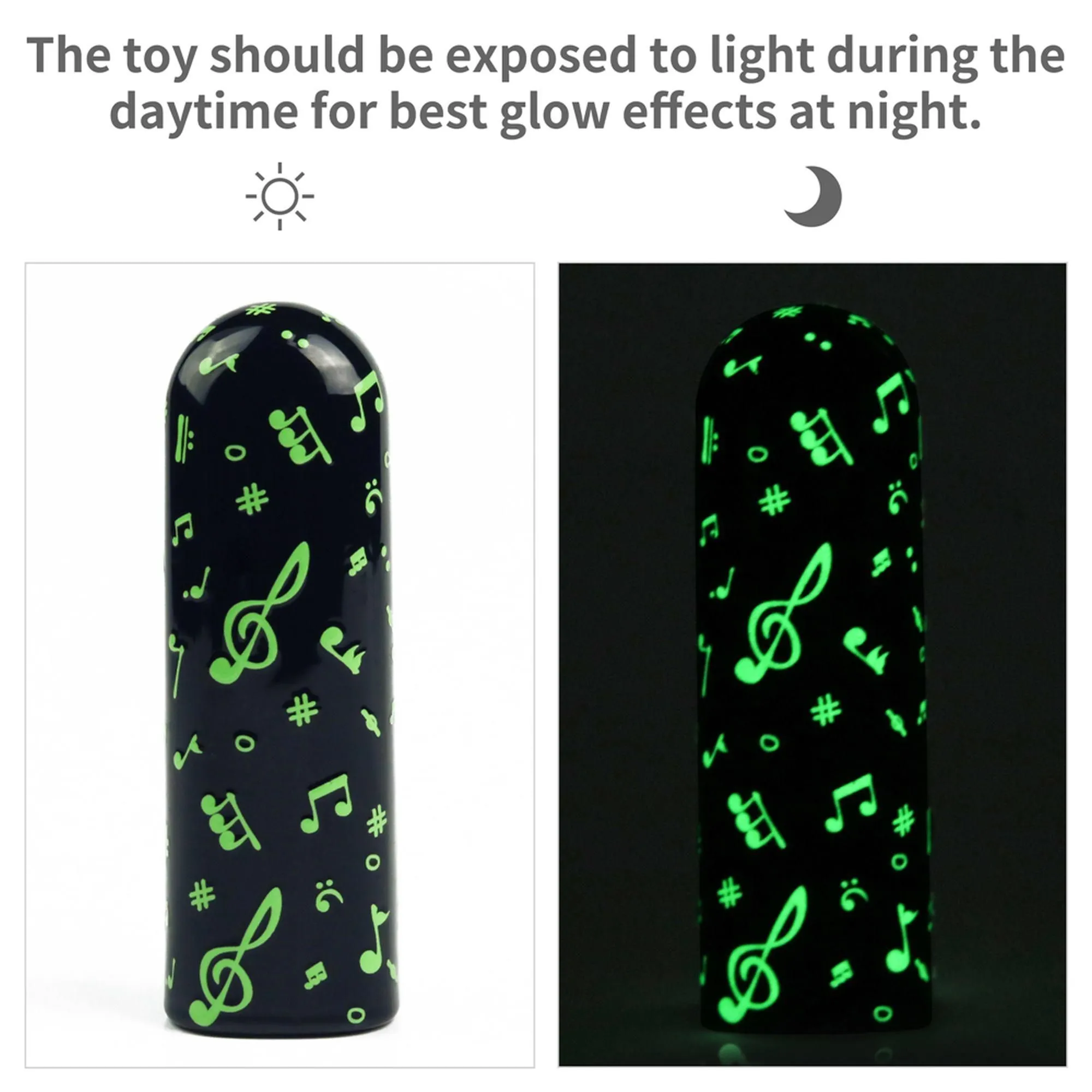 Вібратор для клітора LoveToy Music Massager Glow In The Dark, 8,5 см (чорний)