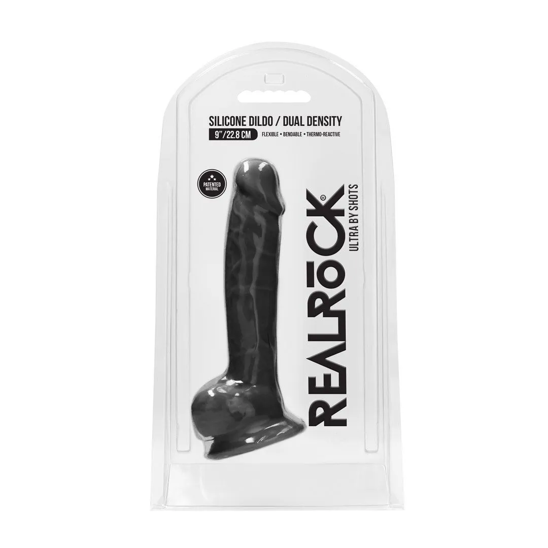 Фаллоимитатор RealRock With Balls Ultra, 22.8 см (черный)