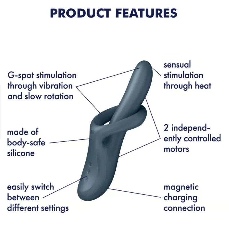 Вібратор Satisfyer Heat Flex 4, 23 см (сірий)