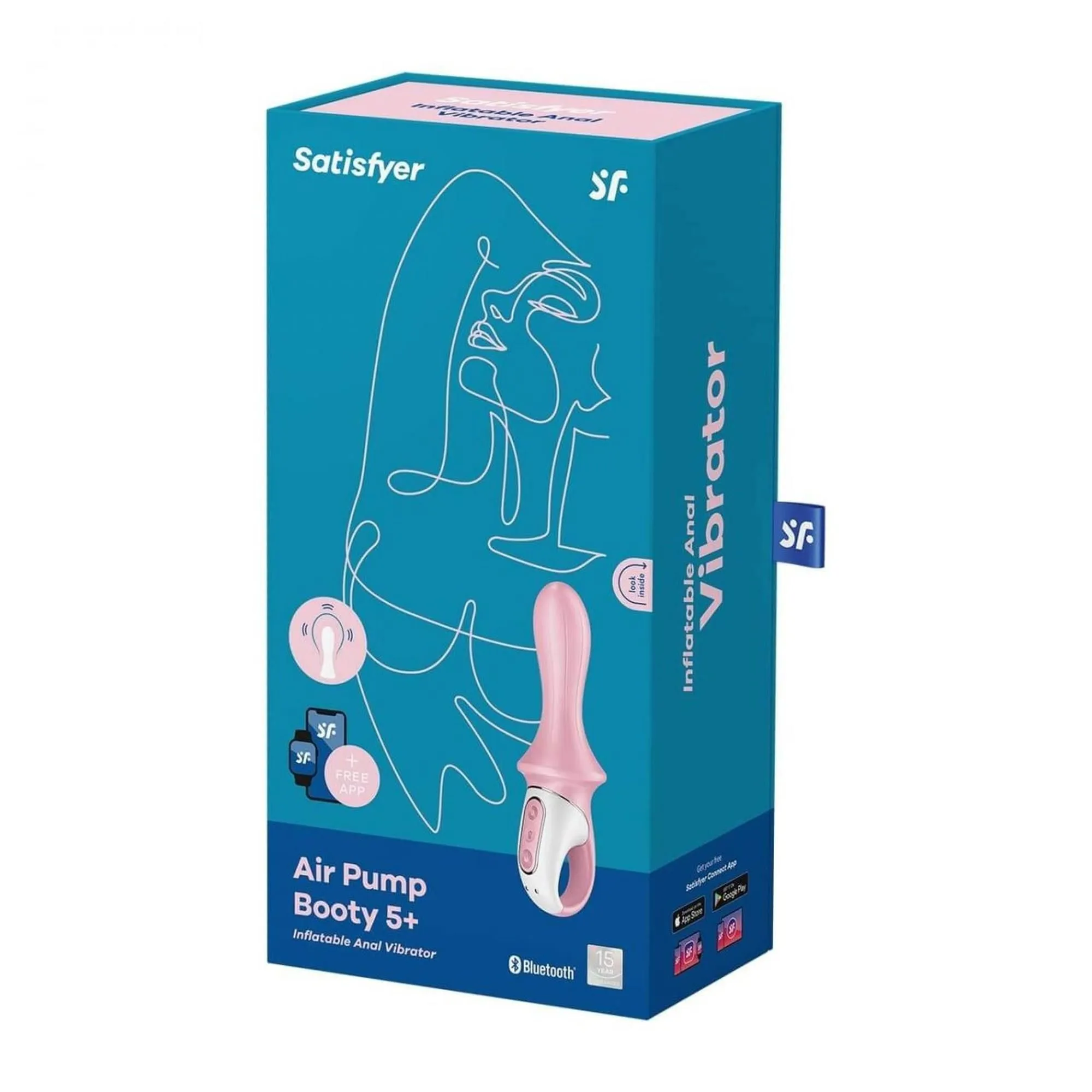 Надувний анальний вібратор Satisfyer Air Pump Booty 5+, 19 см (рожевий)