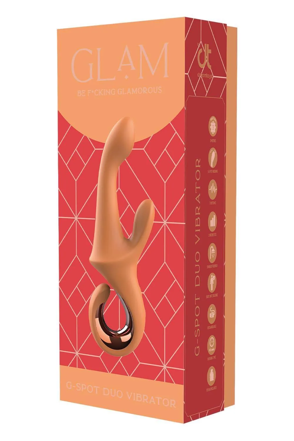Dreamtoys Glam G-Spot Duo Vibrator - Wibrator królik, Pomarańczowy, 22.7 cm